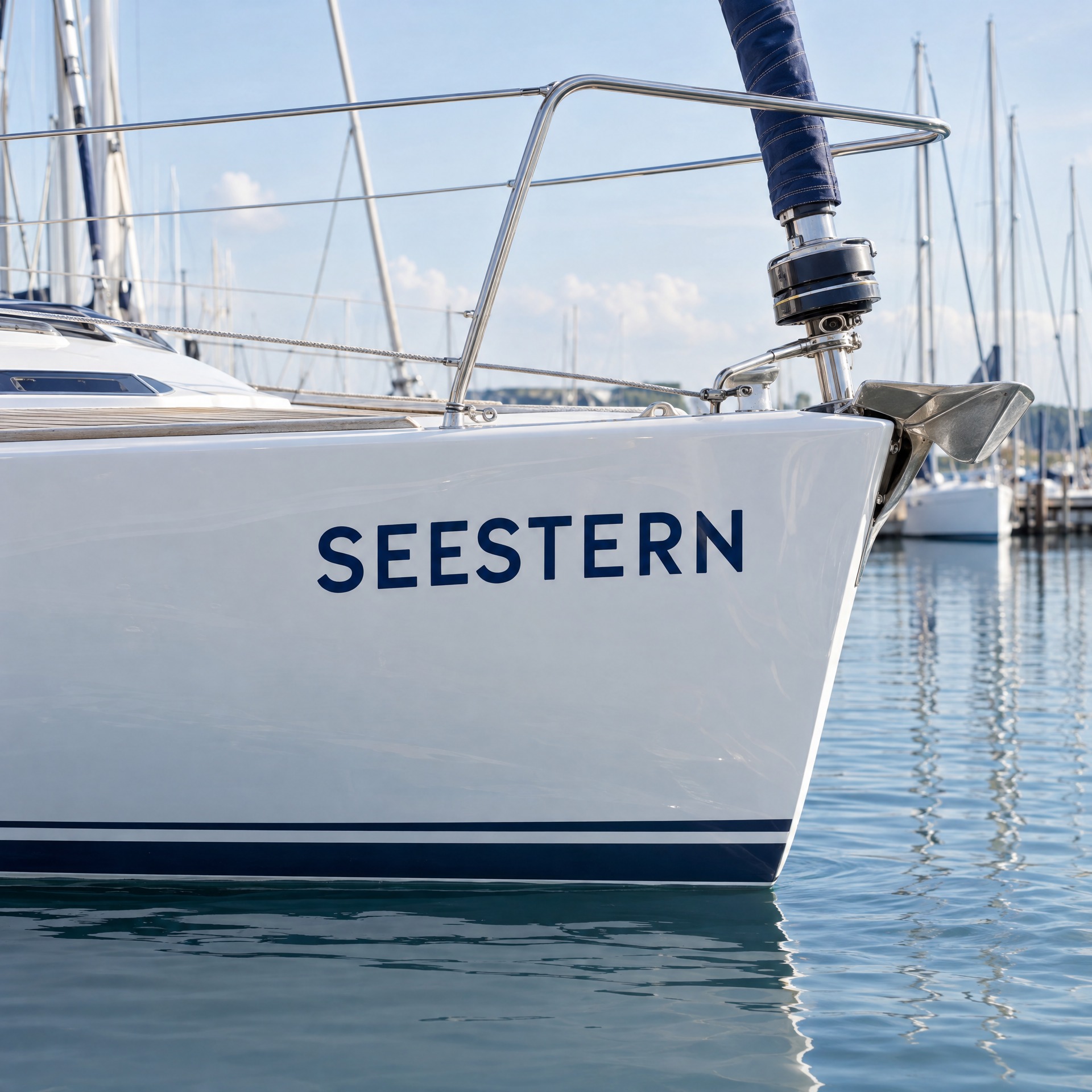 Individueller Schriftzug Aufkleber als Bootsname am Rumpf
